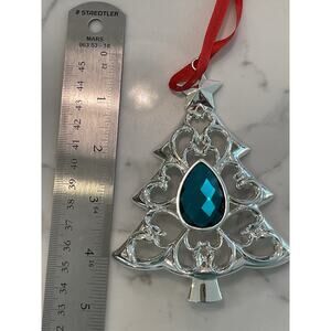Lenox Silverplate Bejeweled Christmas Tree Ornament Keepsake NIB 856360